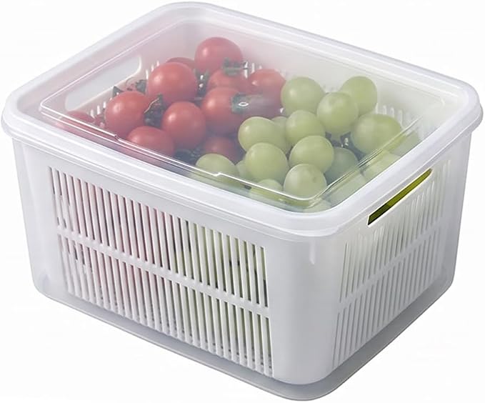 Kruggo Fruit Storage Container For Fruit Kitchen Storage (A, Small) | Removable Colander Produce Storage Containers for Fridge Organizer