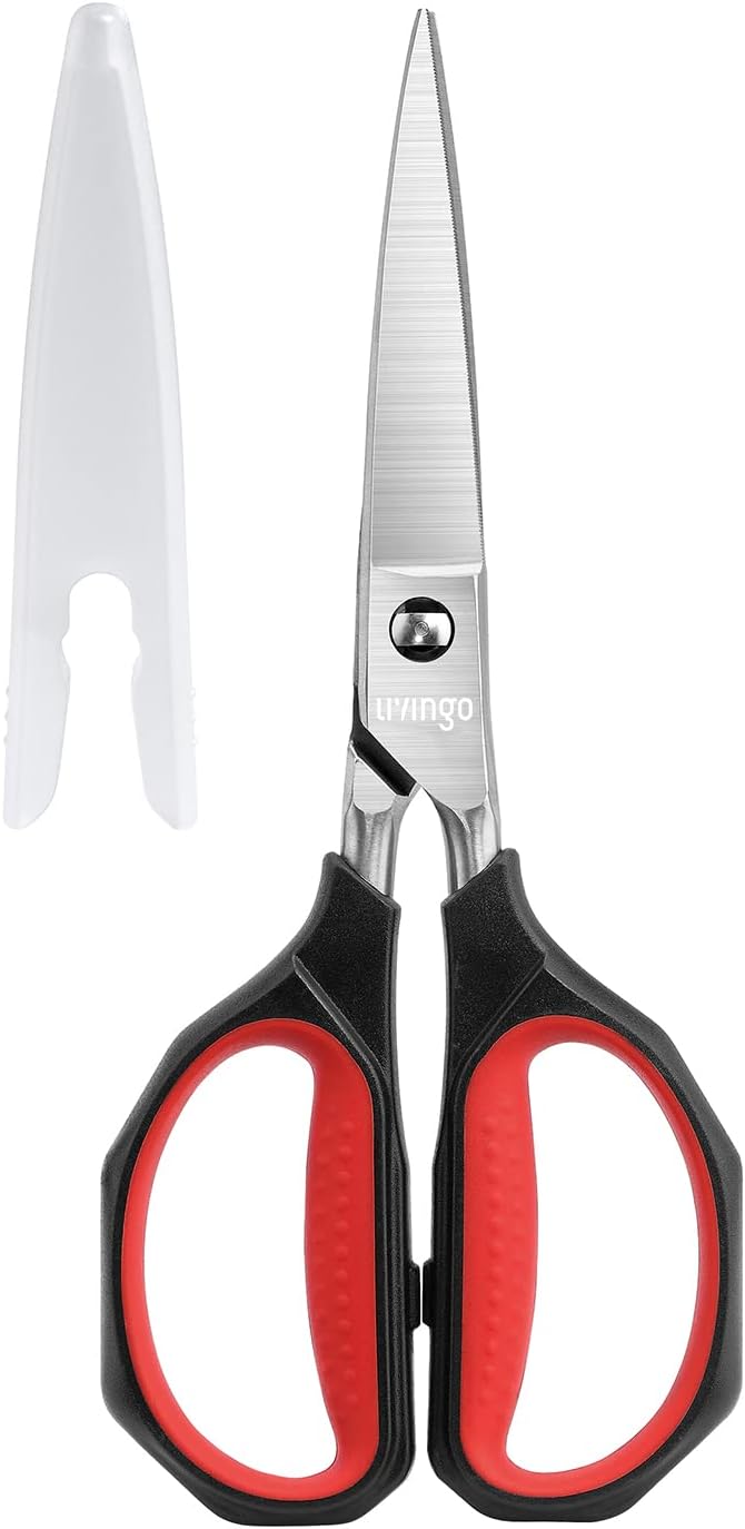 LIVINGO 8.5" Heavy Duty Kitchen Shears Stainless Steel Come Apart Scissors | Sharp Food Scissors with Forged Blade and Detachable Design for Cutting Poultry, Chicken, Meat, Bones and Vegetables Easily