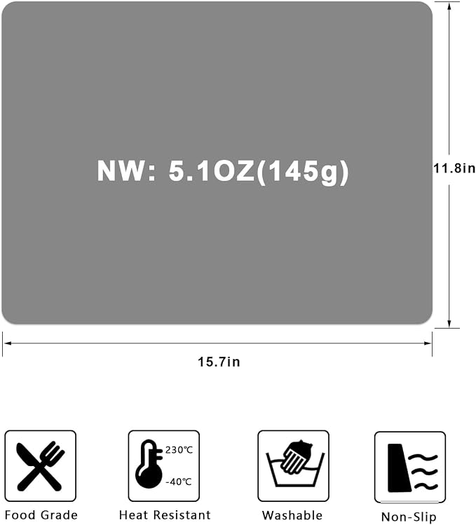 Silicone Placemats, Food-Grade Non-Slip Waterproof, Dining, Countertop Protector, Kitchen Counter Mat, Heat Resistant, Baking mat Dishwasher Safe