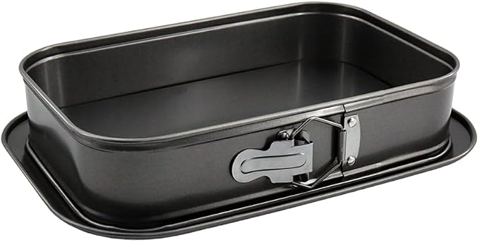 11.61×7.48 Inch Non-Stick Rectangle Springform Cake Pan Removable Bottom | Black Bakeware Tray Perfect for Cheesecake, Ice Cream Cakes and Homemade Baking