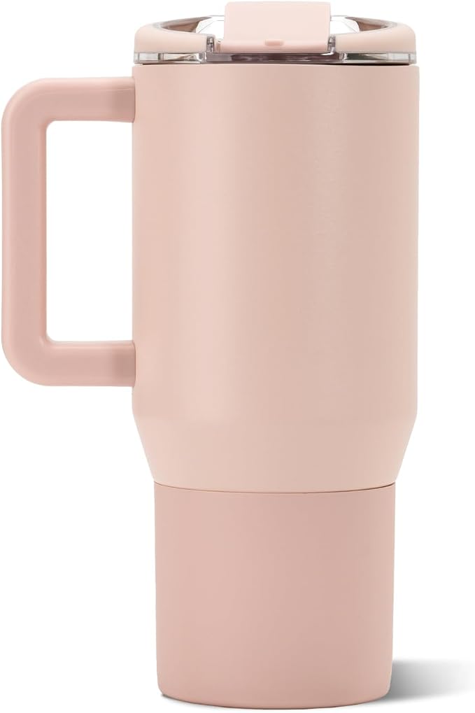 HydroJug Coffee Traveler 20oz Ceramic-Lined Mug with Handle, Dusty Rose