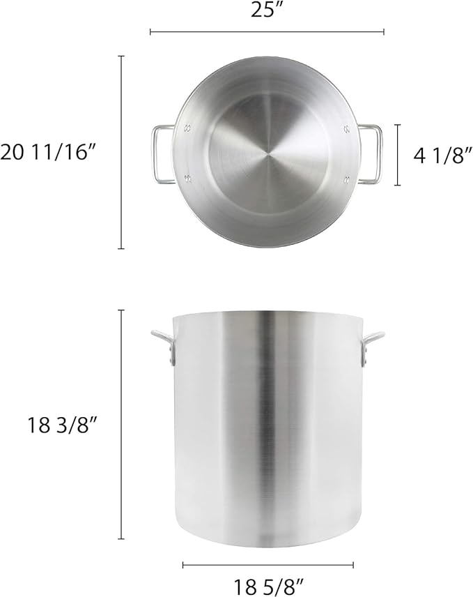 TrueCraftware- 100 qt. Heavy-Duty Aluminum Stock Pot with Riveted Handle 6mm Thickness- Multipurpose Pot Cookware Large Stockpot For Cooking Simmering Soup Stock Home Kitchen