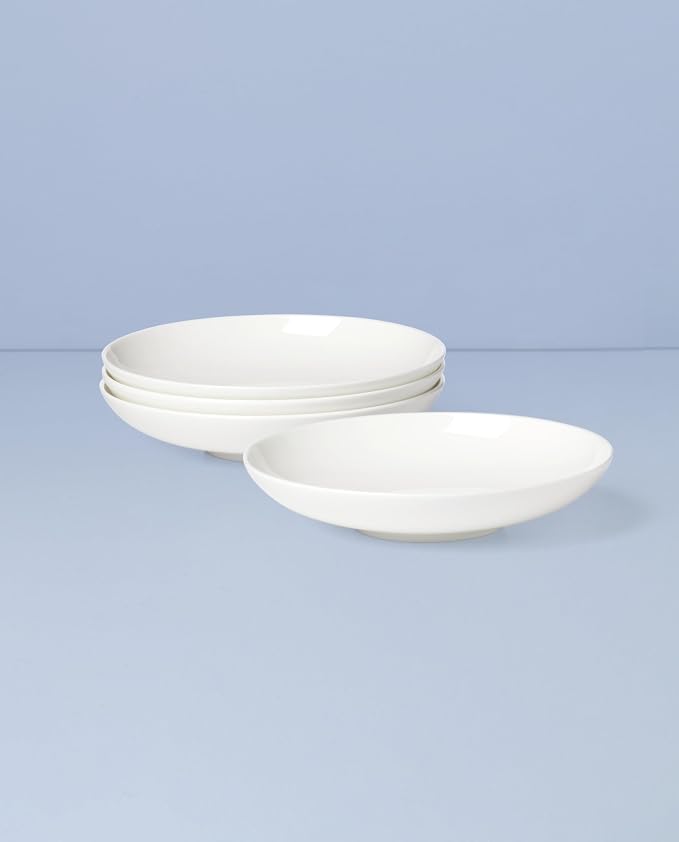 Lenox Studio 1414 Coupe Bone China Pasta Bowl Set for 4 | dishwasher safe, microwave safe | elegant coupe design | 1.8 inch, kitchen and dining essential, gift for women