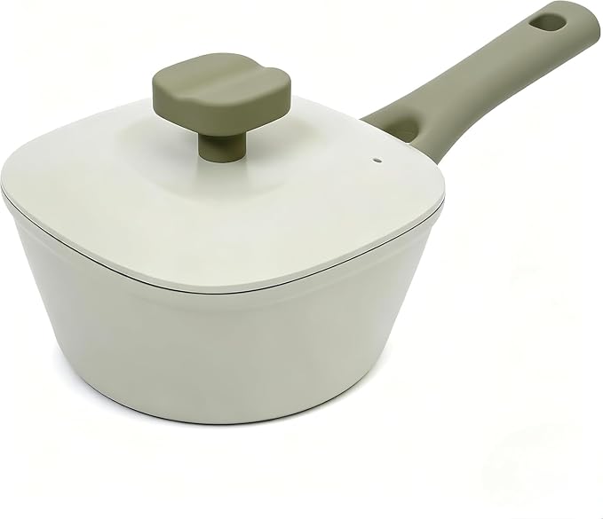 3QT Saucepan with Lid, Nonstick Ceramic Coating, PFAS & PFOA-Free, Induction Compatible, Dishwasher Safe, Stay-Cool Handles, Durable Scratch-Resistant Design