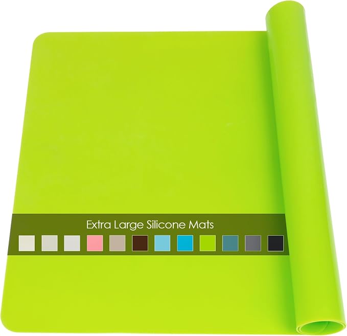 Extra Large Silicone Table Mat, Silicone Mat for Crafts Kids Dinner Placemat Desk Countertop Waterproof Protector Heat Insulation Kitchen Pastry Rolling Dough Pad Tool, Green (23.6x15.7 inches)