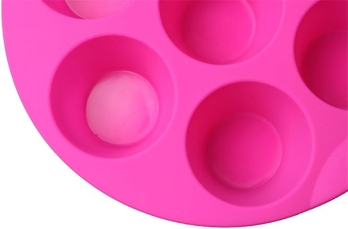 SHEbaking Silicone Muffin Pans for Air Fryer 7 Cavity Muffin Tray Cupcake Pan Nonstick Brownie Cake Mold Round Pudding Recipe Tray Bakeware