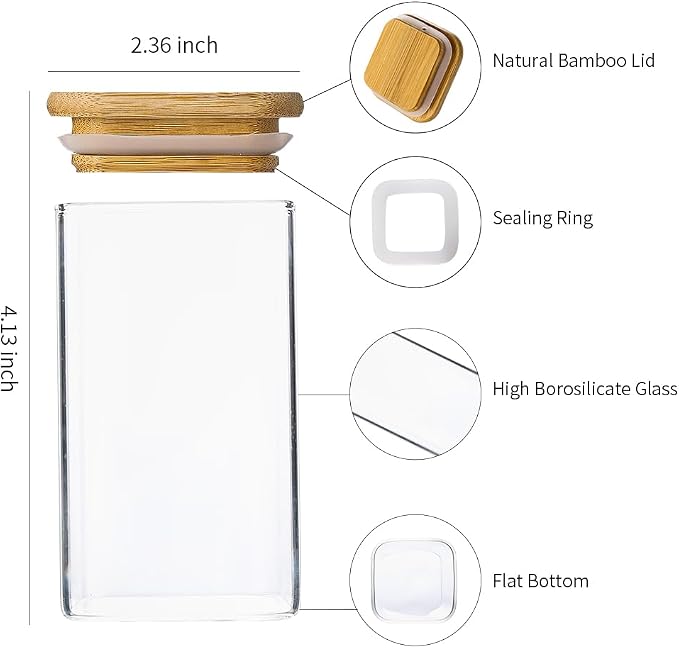 9 Oz Spice Jars with 275 Labels 16 Pack | Kitchen Airtight Seasoning Empty Organizer with Bamboo Lids
