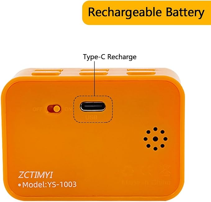Digital Mini Timer Rechargeable, ON/Off Led Display Count Down/Up, 3 Preset Memory Times Loud Alarm Desk Timer for Kids Classroom Office Kitchen Cooking, Blue