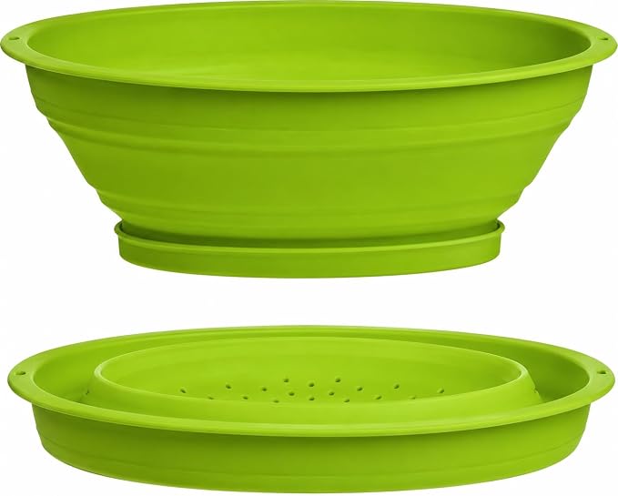 Progressive International 3.5 Cup Collapsible Mini Fruit Vegetable Colander Strainer Water Drainer (Green, 1- Pack)