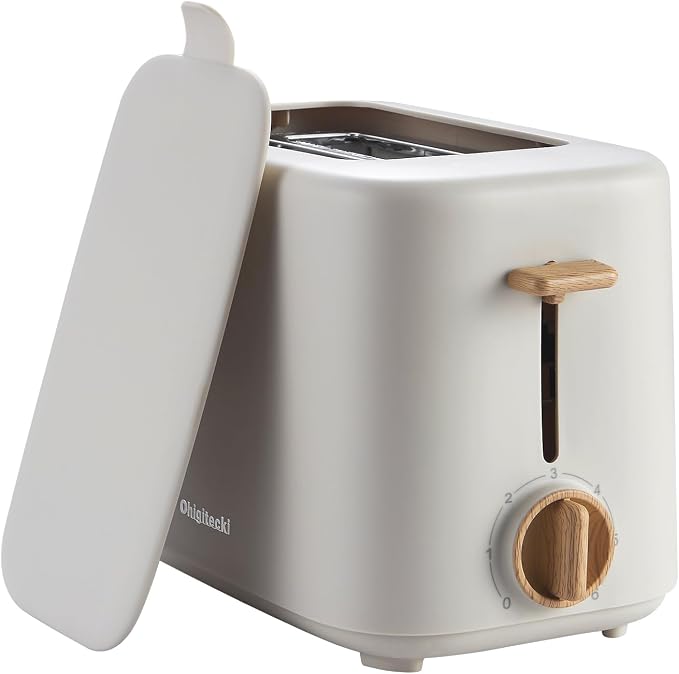 2 Slice Retro Toaster with Anti-dust Cover, 6 Browning Settings, Extra Wide Slots for Bagel & English Muffin, Removable Crumb Tray, Mini Household Bread Toaster