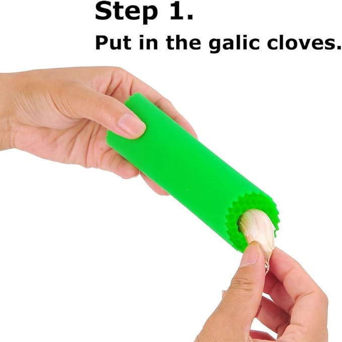 Sinnsally Garlic Peeler Skin Remover Roller Keeper,Easy Quick to Peeled Garlic Cloves with Silicone Tube Roller Garlic Peeling Kitchen Tool(3 Colors)