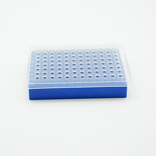 1 Pcs Aluminum Cooler Cooling Block PCR Test Tube Rack for 0.1/0.2mL | 6mm Diameter 96-well for PCR/Microcentrifuge Tubes; Enzymes, RNA, Reagents, and Temp-sensitive Samples in Cold Prep (Blue)