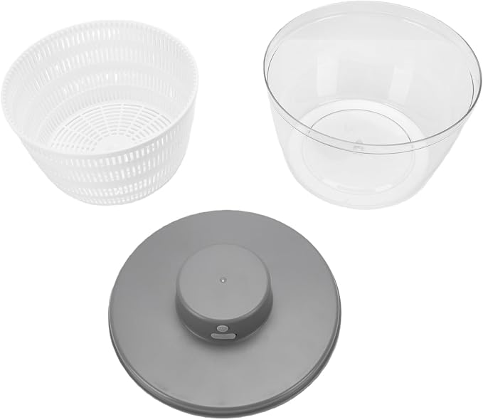 Fockety Salad Spinner, USB Rechargeable Vegetables Washer Dryer Fruit Washing Bowl Automatic Compact Manual Vegetable Dryer for Washing, Spinning, and Draining (Gray)