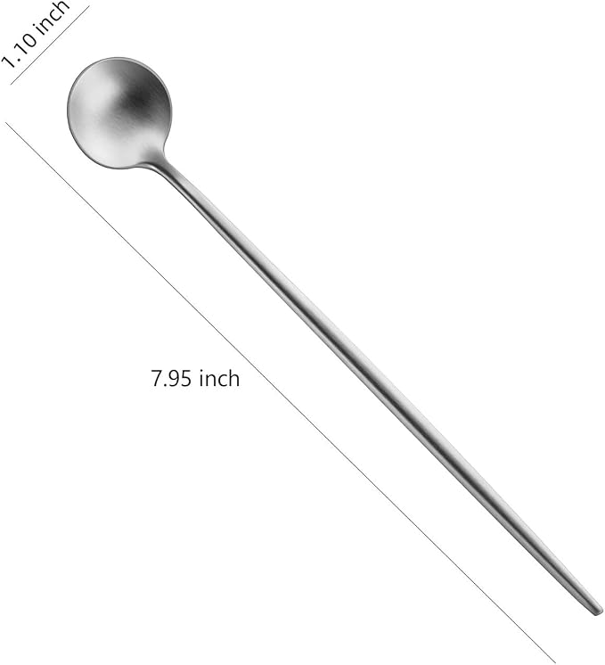 DEHOV 9 Inches Long Iced Teaspoons Set,4 Pieces Stainless Steel 18/10 Latte Spoon,Long Handle Coffee Stirring Spoons,Durable Cocktail Mixing Spoons,Dishwasher Safe Long Spoons For Dessert
