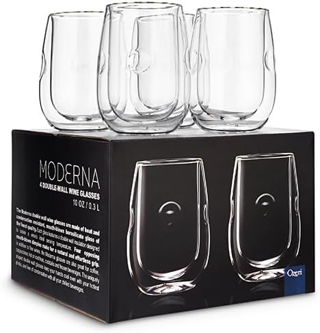 Ozeri Moderna Artisan Series Double Wall Insulated 10 oz Wine Glasses