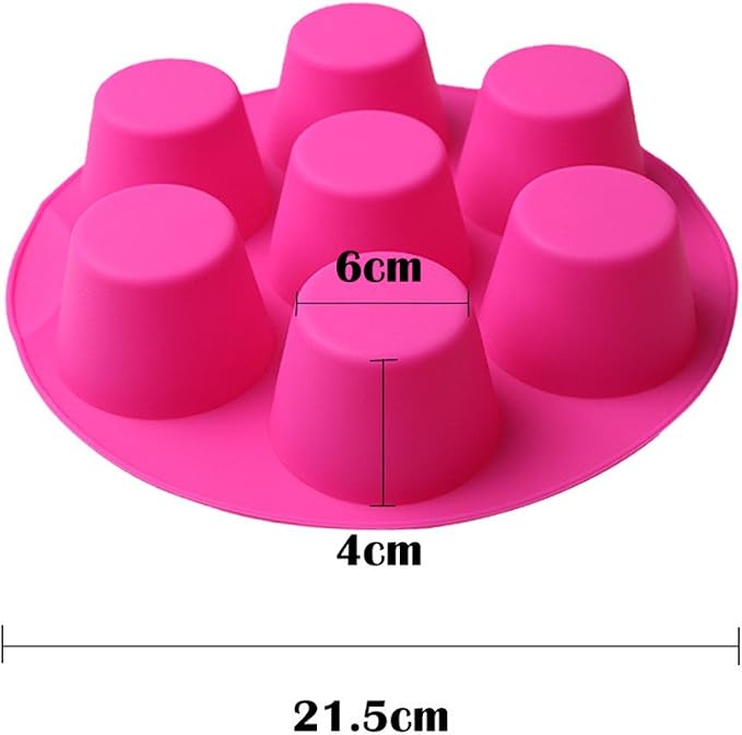 SHEbaking Silicone Muffin Pans for Air Fryer 7 Cavity Muffin Tray Cupcake Pan Nonstick Brownie Cake Mold Round Pudding Recipe Tray Bakeware
