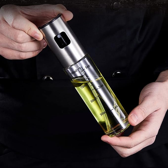 Olive Oil Sprayer for Cooking Oil Spritzer Mister for Air Fryer Canola Vinegar Vegetable Oil Portable Mini Bottle Kitchen Gadgets for BBQ/Pan/Salads/Baking (1 Pack with Scale)