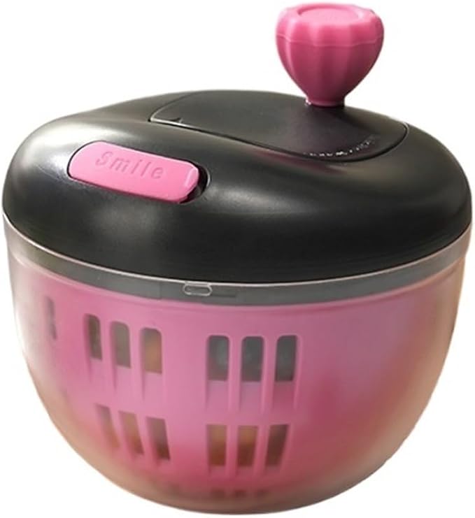 Manual Salad Spinner - Hand Operated Vegetable Dryer for Quick Washing and Drying Greens, Lettuce, and Berries(Rose red)