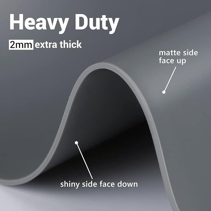 Ewen 25.6"x17.7"x0.08" Large Heat Resistant Silicone Mat for Kitchen Counter, 2mm Thick Countertop Protector Mat, Non-Stick Glass Top Stove Cover Pad for Appliances Coffee Maker Table Workbench Gray