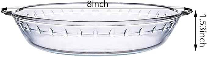 1 Pack Round Glass Pie Pans for Baking Round Baking Dishes with Handles for Apple Pie Pumpkin Pie Salads (Clear 8in)