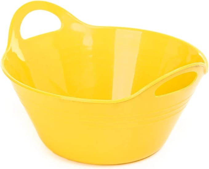 Mintra Home Plastic Bowls with Handles (1.8L Medium 2pk, Yellow)