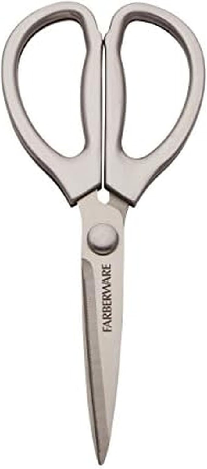 Farberware All Purpose High Carbon Stainless Steel Shears with Contoured Handles, Silver