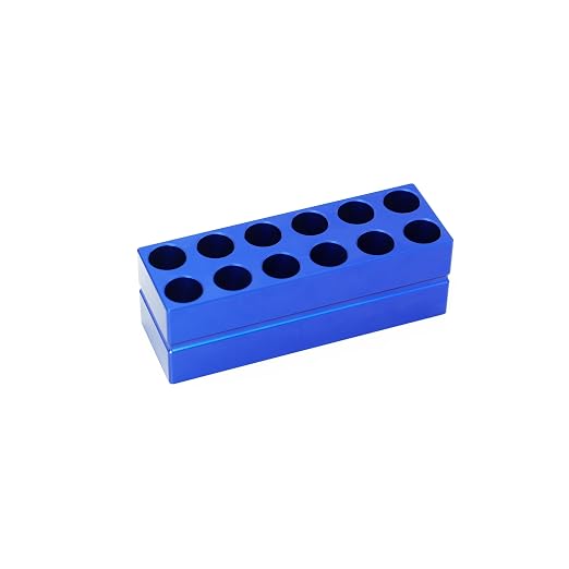 1 Pcs Aluminum Cooler Cooling Block PCR Test Tube Rack 12 Wells for 10/15mL | 16mm Hole Diameter for PCR/Microcentrifuge Tubes; Enzymes, RNA, Reagents, and Temp-sensitive Samples in Cold Prep (Blue)