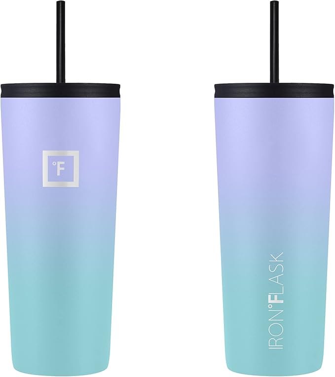 IRON °FLASK 24 oz Classic Insulated Tumbler | Vacuum Insulated Stainless Steel Tumbler with Solid Lid - Double Walled Travel Cup, Sweat Free, BPA Free (Cotton Candy)