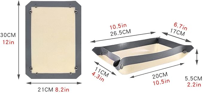 CANDeal 1 PC Silicone Fiber Baking Mat with Buckle, No Leak & Non Stick, Corners Snap Together to Form Leakproof Baking Tray, Oven Liner (12x8.2 inch(30x21cm))