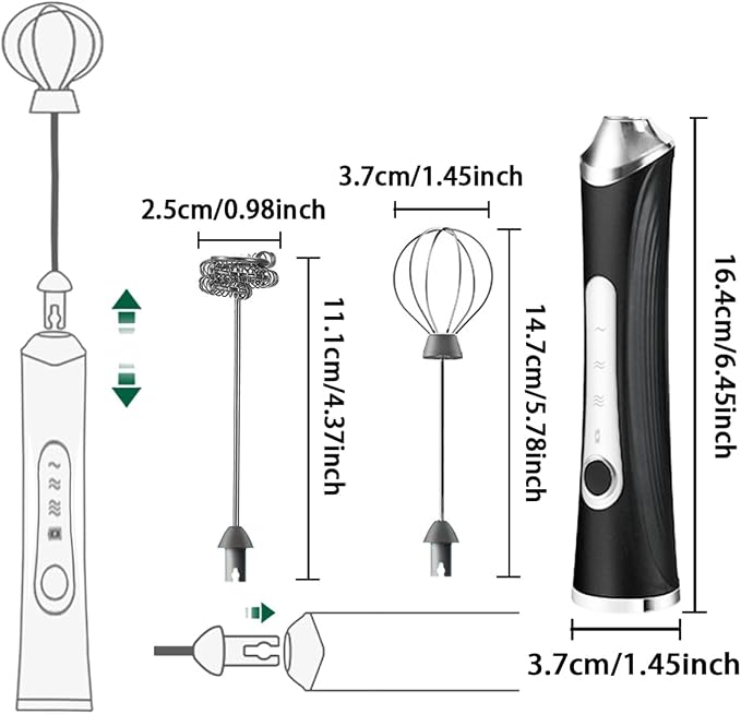 Rechargeable Milk Frother Handheld For Coffee,3 Speeds Frother Wand With Stand, Batidora De Mano Electrica,Coffee Frother With 2 Heads,Drink Mixer Electric Handheld,Kitchen Essentials (Colorful 2)