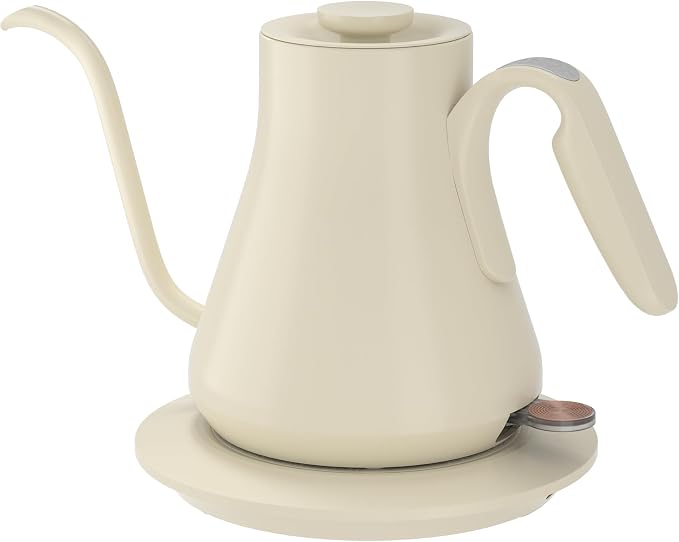 Cocinare Gooseneck Electric Kettle 0.8L, Fast Boil Pour Over Coffee, Tea | 1440W Fast Boil, 304 Stainless Steel Interior, Gooseneck Precision Spout, Auto Shut-Off & Boil-Dry Protection, Morandi White