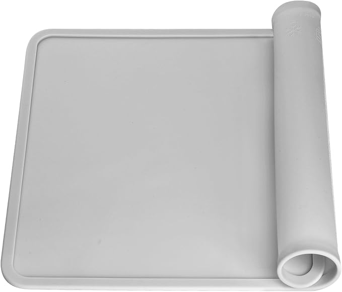 Silicone Placemats with Raised Edges for Kids, Kids Placemat for Dining Table, Silicone Table Mat Portable Reusable Non-Slip Mats for Kids Toddler Children (Grey)