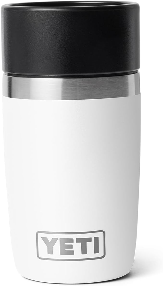 YETI Rambler 8 oz Travel Bottle, Stainless Steel, Vacuum Insulated with Leakproof Commuter Cap, White