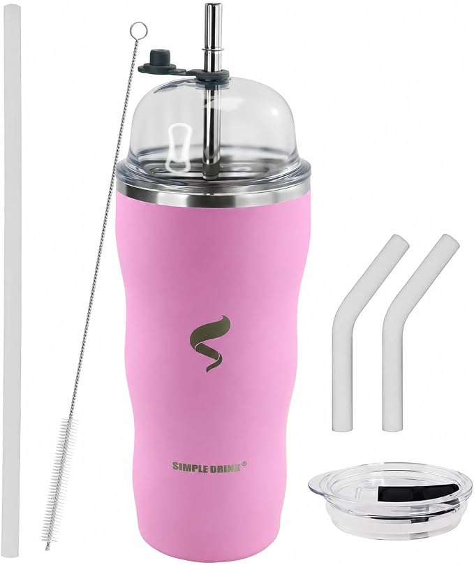 20 oz Insulated Tumbler, Straw and Flat Lids, Cherry Blossom | 18/8 stainless steel, double-wall vacuum insulation, BPA-free materials, reusable straw, for everyday hot and cold drinks.