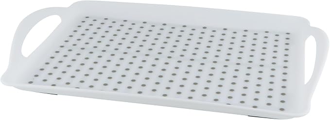 MDLUU Non-Slip Serving Tray with Handles, Food Serving Platter, Set of 2, White
