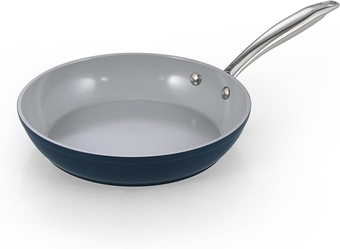 Cook N Home Classic 9.5 Inch Ceramic Nonstick Frying Pan, Cookware Skillet Egg & Omelet Pan, Induction, Oven Safe, Blue