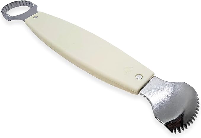 WitnyStore Kitchen Tool 8¾" Long White Plastic Handle Stainless Steel Coconut Grater Shredder 2 Blades - Thai Cooking Utensils Multipurpose Portable Hand-Held Cookery Equipments for Fruits Vegetables