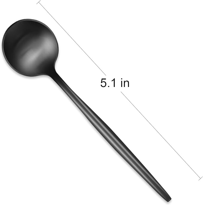 5.1 Inches Satin Black SS18/10 Teaspoon,Set Of 4 Stainless Steel Mini Coffee Spoons,Small Tea Spoon,Black Demitasse Spoons,Espresso Spoon