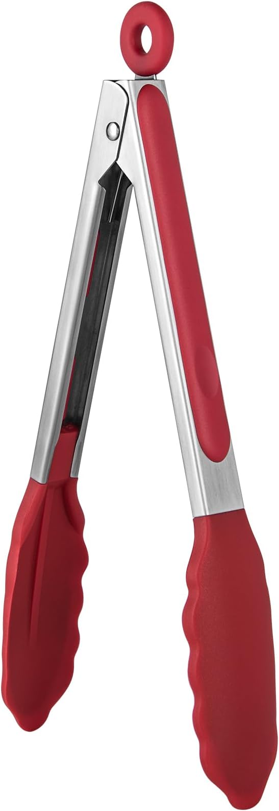 U-Taste Kitchen Tong for Cooking, 600ºF Heat-Resistant Silicone, 9in/Red | Rubber Tong for Serving Food, Salad/Grill/BBQ/Steak/Pasta Silicon Tongs, 18/8 Stainless Steel Handle & Smooth Locking