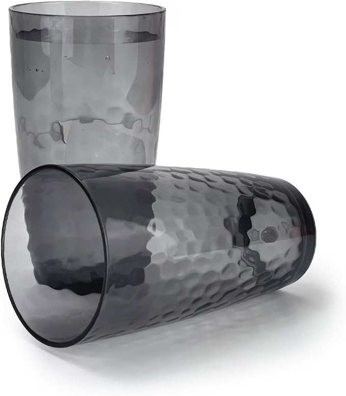 Yalin 20 Ounce Acrylic Drinking Glasses, Reusable Plastic Tumbler, Stackable, BPA-Free, Shatter Proof, Dishwasher Safe, Set of 6 Cups (Gray)