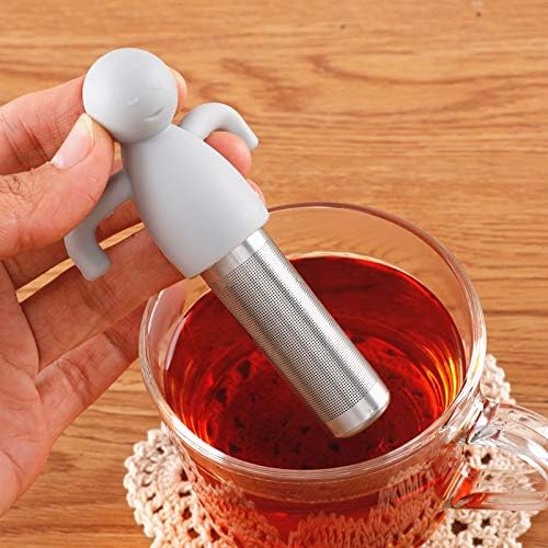 Leden Stainless Steel Tea Infuser for Loose Tea, Gray and Rose Red 2 Pack | Stainless Steel Fun Person-shaped Design Tea Strainer Filter with Silicone Handle for Loose Tea Ball for Cup Mug
