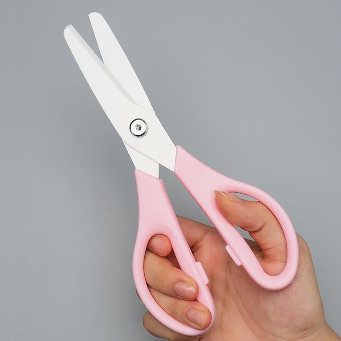Ceramic Scissors 8" Ceramic Blade Scissors White Sharp Blade with Pink ABS Handle Cooking Shears for Office School Crafting Kitchen (Pink)