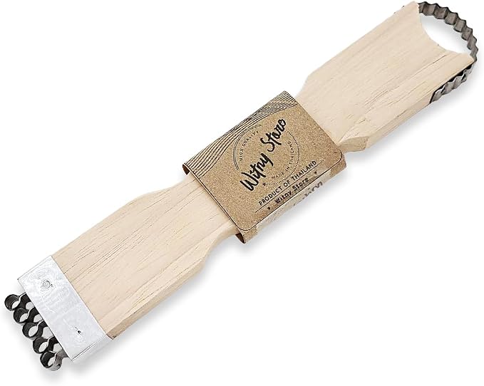 WitnyStore Coconut Grater - Vintage Kitchen Tool - Thai Traditional Style Multipurpose Easy to Use Portable Wooden Hand Held Scraper and Shredder for Fresh or Baby Coconut Meat - 7 x 1.5 x 0.5 inches