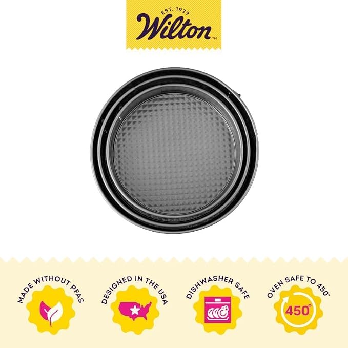 Wilton Gold Non-Stick Springform Pan Set, Made Without PFAS, 8, 9, 10 in. | Non-Stick Steel with Scratch-Resistant Coating, Resists Warping, Dishwasher Safe, Perfect for Springform Cheesecakes & Tarts