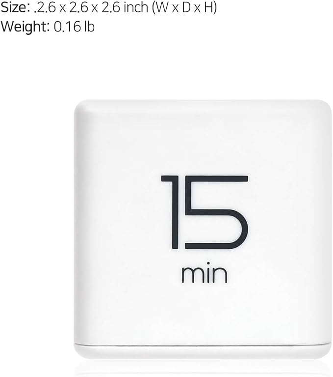 mooas Cube Timer, Flip, Block, Productivity, Time Management (White) | 5/15/30/60 Min Countdown Timer, Battery Operated, 2-Level Alarm Vol, Easy to Use, ADHD, Exercise, Study, Cooking