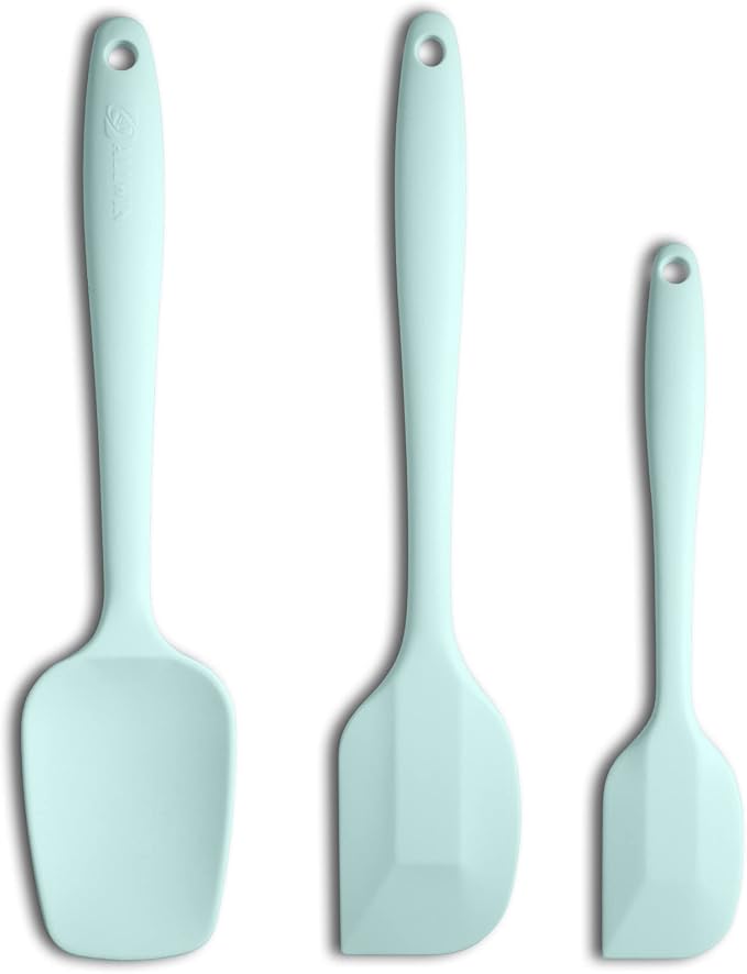 3-Piece Silicone Spatula Set, 600°F Heat Resistant, Macaron Navy | Stainless Steel Core, Silicone Rubber Spatulas for Nonstick Pans, Spatula, Spoonula and Mini Spatula for Cooking and Baking