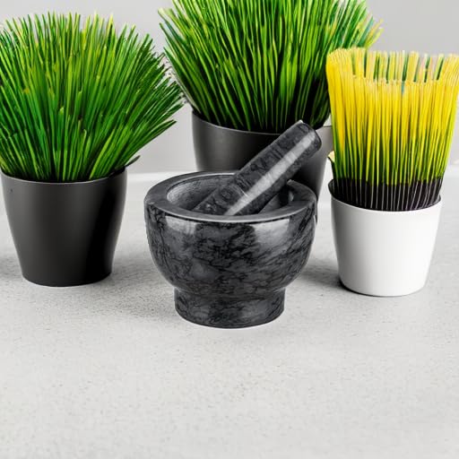 Velaze Marble Samll Mortar and Pestle Set,1.25 Cup Capacity | 5.1 Inch Pestle,10 oz Capacity,Heavy Duty,Polished Natural Stone,Grinder or Crusher for Spices, Herbs, Pills, Pestos