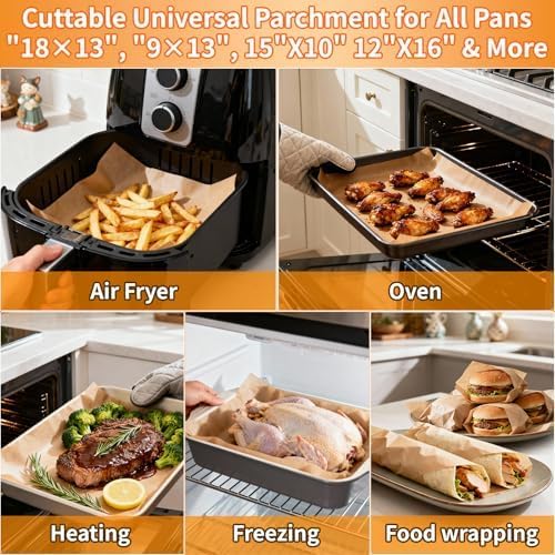 Unbleached 15x350 ft Parchment Paper Roll, 437 Sq.Ft, Non Stick Brown Extra Long Baking Paper Sheets with Serrated Cutter for Cooking, Baking, Grillin, Steaming Bread Cookies, Oven/Air Fryer/Microwave