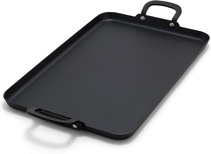 GreenPan x Bobby Flay 18" x 11" Pre-Seasoned Carbon Steel Double Burner Pan | Natural Nonstick with Use, Durable Cast Iron Alternative, Induction & All Stovetop Compatible, High Heat & Oven Safe to 660F