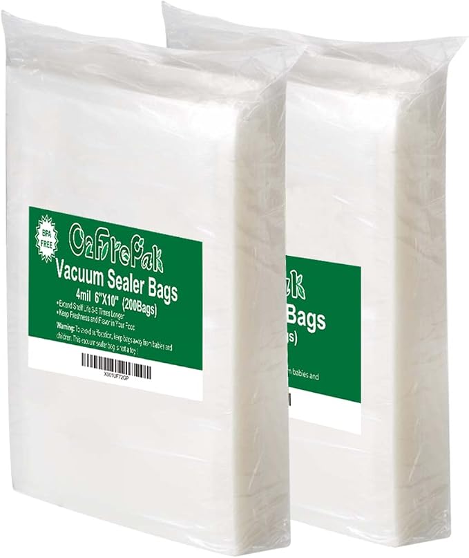 O2frepak Pint 4mil 6"x10" Vacuum Sealer Bags 200ct | Food Storage